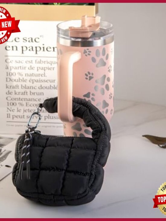 Quilted Puff Backpack Set with Wristlet Bag for Travel Work Gym main image 4